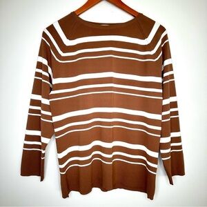 Pendleton Women's Sweater in Brown and White Stripes Size XL